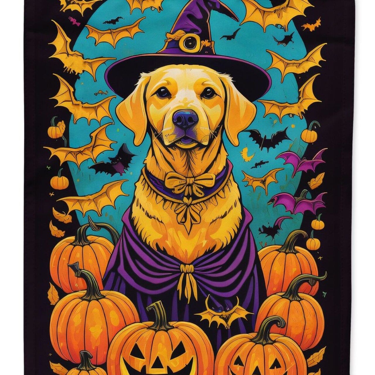 Edge Collections - 28" x 40" - Multicolor - Labrador Retriever Halloween House Flag Decorative Sleeve Pole - 1 Piece